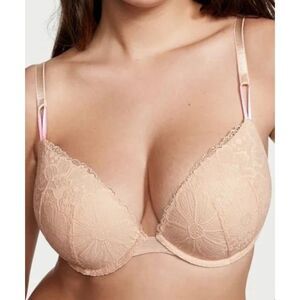 Victoria's Secret Sexy Tee Champagne Lace Push-Up Bra Size 40C